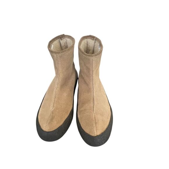 Ellos Women’s Booties Suede Curling Boots Brown Size 7 Wool Insole - Picture 10 of 13